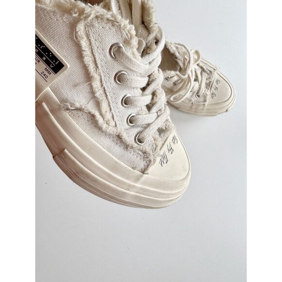 xVESSEL G.O.P. White Frayed Canvas "Peace By Piece" Slip On Sneakers, Size 37 - Picture 5 of 16